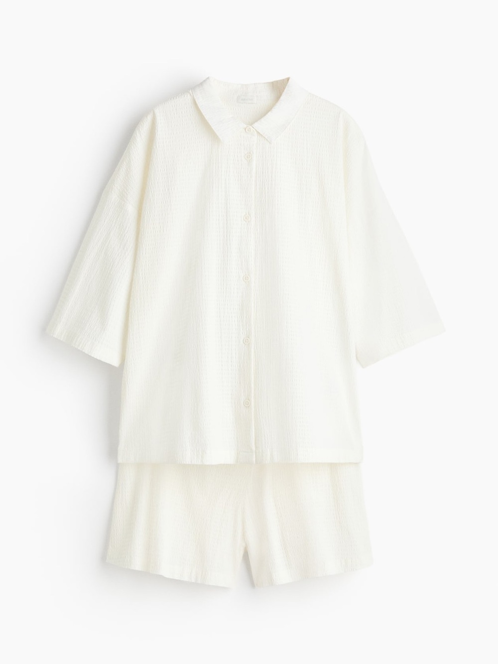 H&M White Button-Front Short Pajama Set